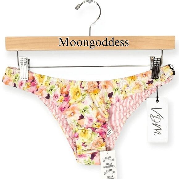 VDM Bikini Bottoms M | Reversible Candy Stripe + Floral | Softcore Swim NWT - Picture 1 of 6